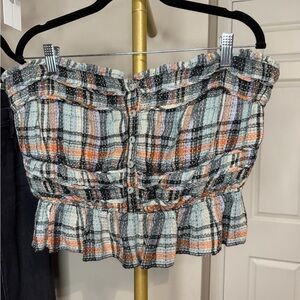 FREE PEOPLE Plaid Strapless Tube Top